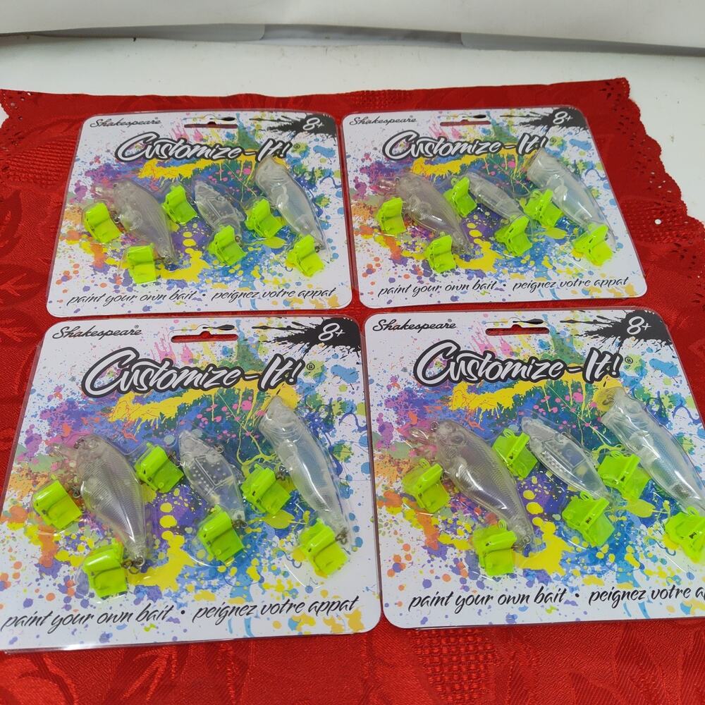 4X Shakespeare Customize-It! Paint Your Own Bait Fishing Lures 3 Pack New Sealed
